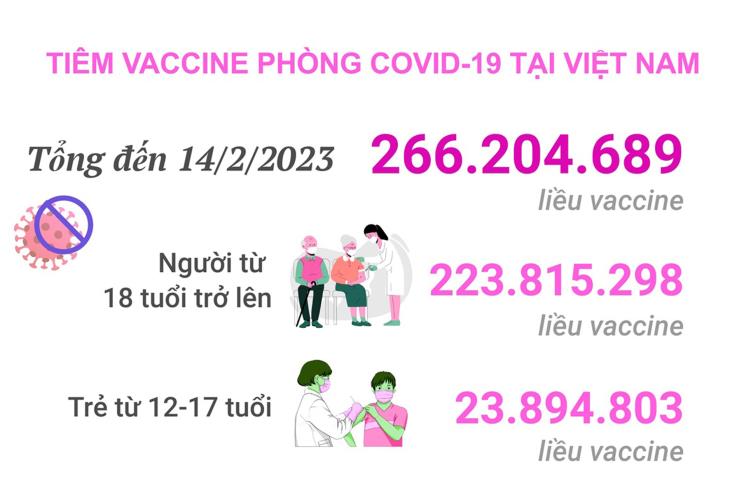 Tình hình tiêm vaccine phòng COVID-19 tại Việt Nam tính đến hết ngày 14/2/2023